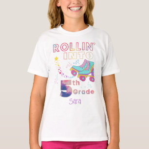 Rollin' In Vijfde Grade Meisjes Leuke Retro T-shirt
