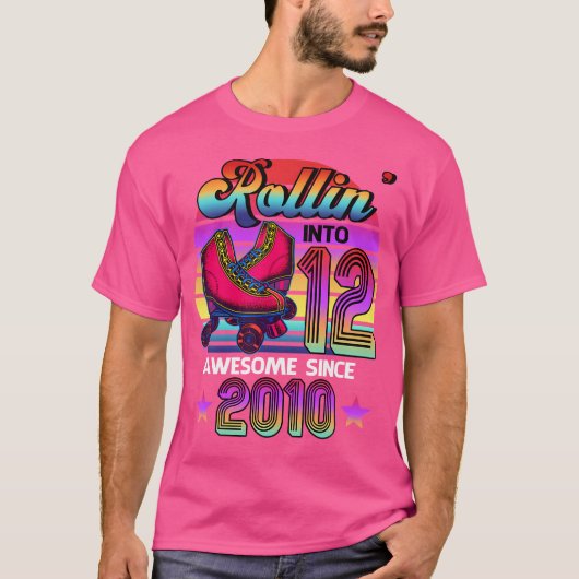 Rollin' Into 12 Awesome 2010 Roller Skating 12Th B T-shirt (Voorkant)
