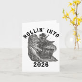 Rollin' Into 2026, 2026 Snarky New Year, Meme Racc Kaart (Gele Bloem)