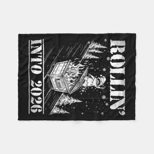 Rollin' Into 2026 Funny Raccoon Dumpster Fire Art  Fleece Deken (Voorkant (Horizontaal))