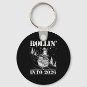 Rollin' Into 2026 Funny Raccoon Dumpster Fire Art Sleutelhanger (Voorkant)