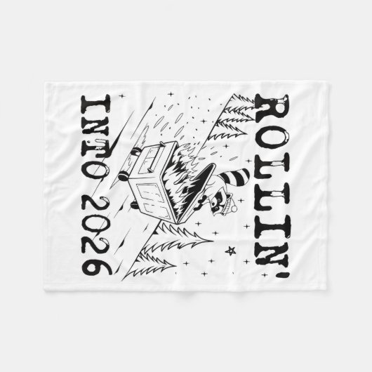 Rollin’ Into 2026 Raccoon Dumpster Fire Funny New  Fleece Deken (Voorkant (Horizontaal))