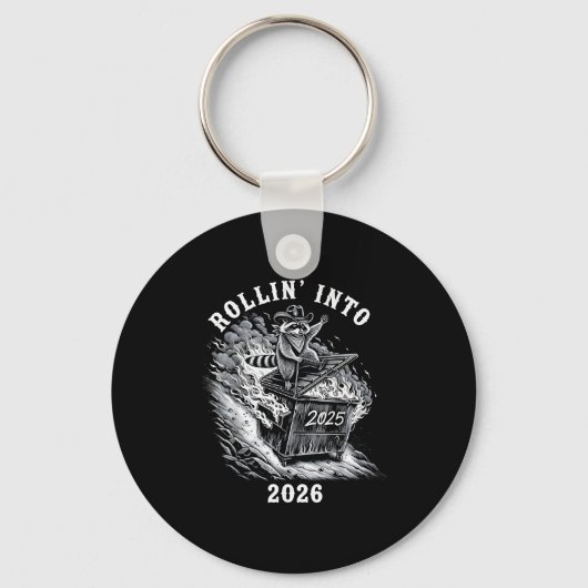Rollin Into 2026 Raccoon Funny Dumpster Fire 2025  Sleutelhanger (Voorkant)