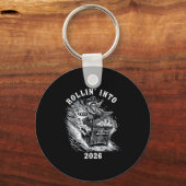 Rollin Into 2026 Raccoon Funny Dumpster Fire 2025  Sleutelhanger (Voorkant)