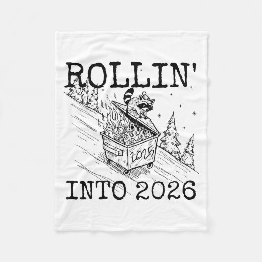 Rollin’ Into 2026 Raccoon Funny New Year Raccoon T Fleece Deken (Voorkant)