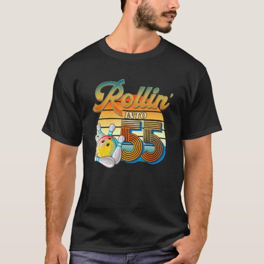 Rollin' Into 55th Birthday Bowler 55 Years Old Bow T-shirt (Voorkant)