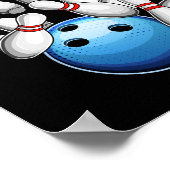 Rollin Into 6 Retro Bowling Birthday Party 6th Bir Poster (Hoek)