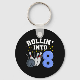 Rollin’ Into 8 Verjaardag Jongen Bowlen 8e Verjaar Sleutelhanger