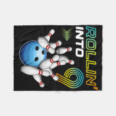 Rollin Into 9 Retro Bowling Birthday Party 9th Bir Fleece Deken (Voorkant (Horizontaal))