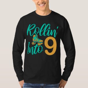 Rollin' Into 9 Roller Derby Schaatspartij Verjaard T-shirt