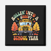Rollin Into A Groovy School Year Retro School Bus  Magneet (Voorkant)