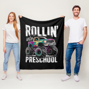 Rollin' Into Preschool Monster Truck Terug naar sc Fleece Deken