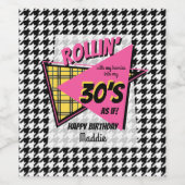 Rollin met mijn homies 90's houndstooth verjaardag wijn etiket (Enkel label)
