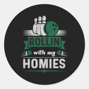Rollin Met Mijn Homies Retro Bowling 1 Ronde Sticker
