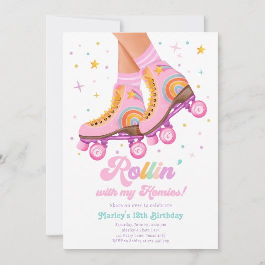 Rollin met mijn Homies Roller Schaats Meisje Verja Kaart (Voorkant)