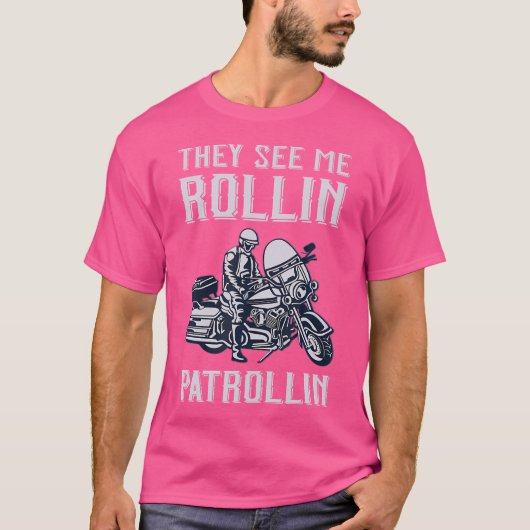 Rollin Patrollin Politie en motoragent T-shirt (Voorkant)