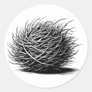 Rollin Tumbleweed Plant Illustratie Originele Kuns Ronde Sticker