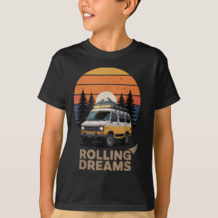 Rolling Dreams Camping Campings Glamping RV Adv T-shirt