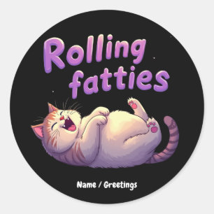 Rolling Fatties Cat Meme Grappig & Schattige Chonk Ronde Sticker