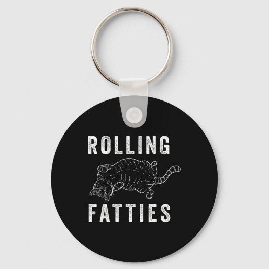 Rolling Fatties Chonk Kat Liefhebber Gift Kat Mam Sleutelhanger (Voorkant)