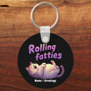 Rolling Fatties Kat Meme Grappig & Schattig Chonk  Sleutelhanger