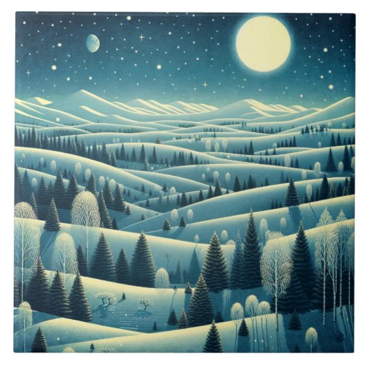 Rolling Hills van de winter Tegeltje (Voorkant)