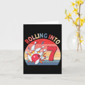 Rolling in 7 Bowling Verjaardag 7 jaar oude Kinder Kaart (Gele Bloem)