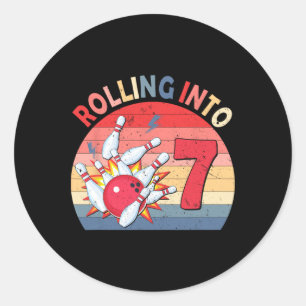 Rolling in 7 Bowling Verjaardag 7 jaar oude Kinder Ronde Sticker