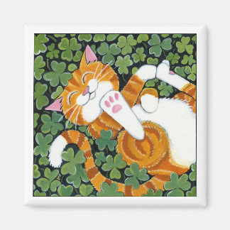 Rolling in Clover - Aimant d'art de chat