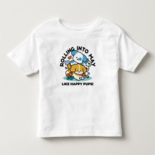 Rolling in mei als Happy Pups - Schattigee lenteho Kinder Shirts (Voorkant)