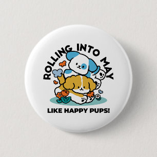 Rolling in mei als Happy Pups - Schattigee lenteho Ronde Button 5,7 Cm