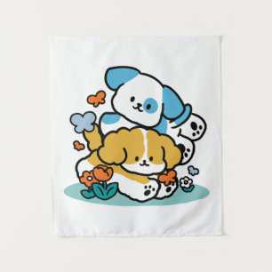 Rolling in mei als Happy Pups - Schattigee lenteho Wandkleed