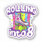 Rolling Into 8 Years Old Funny 8th Birthday Gift G Sticker (Voorkant)