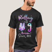 Rolling Into 9 Awesome Since 2014 9th Bday Roller  T-shirt (Voorkant)