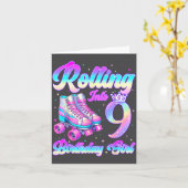 Rolling Into 9 Year Old Roller Skating 9th Birthda Kaart (Gele Bloem)