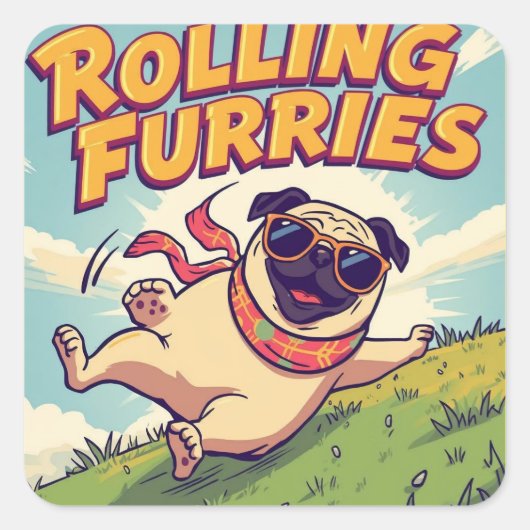 Rolling into Happiness Vierkante Sticker (Voorkant)