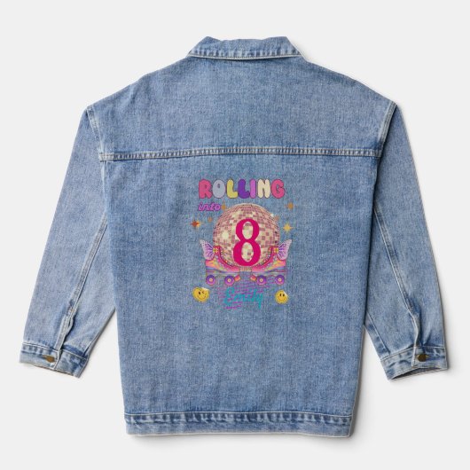 Rolling Into Schaats Roller Verjaardagsmeisje Matc Denim Jacket (Achterkant)