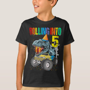 Rolling naar 5th Birthday Monster Truck Dinosaur T-shirt