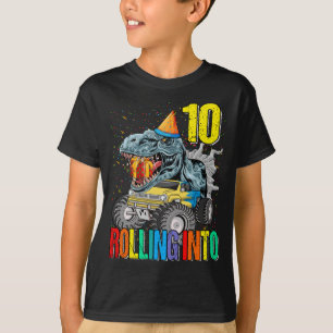 Rolling naar de 10e geboortedag monster Truck Dino T-shirt