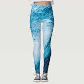Rolling Ocean Wave in blauwe tinten Leggings (Voorkant)