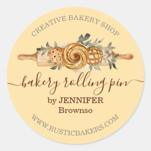 Rolling Pin Bakery Cookies Broden elegant geel Ronde Sticker