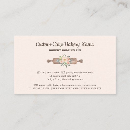 Rolling Pin Rustic Bakery Visitekaartje (Achterkant)