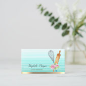 Rolling Pin Whisk Stripe Ombre Bakery Visitekaartje (Staand voorkant)