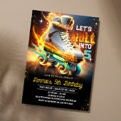 Rolling Schaats Fire Verjaardagsfeestuitnodiging Kaart