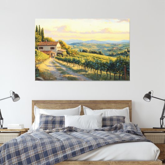 Rolling Vineyard in Toscane Canvas Afdruk (Insitu (Slaapkamer))