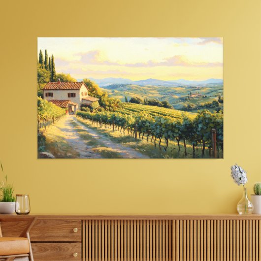 Rolling Vineyard in Toscane Canvas Afdruk (Insitu (Woonkamer))