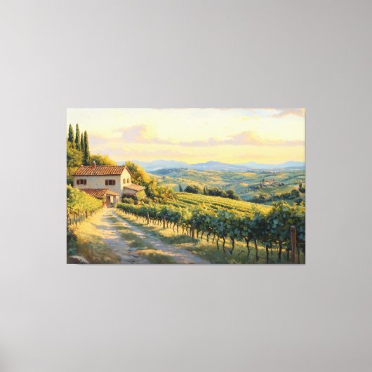Rolling Vineyard in Toscane Canvas Afdruk (Voorkant)