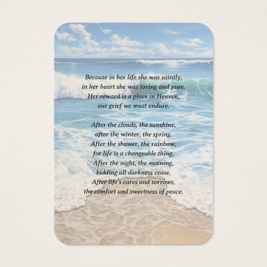 Rolling Waves Beach Cartes photos de prière commém (Dos)