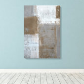 'Rolling With It' Grijze en bruine Abstracte kunst Canvas Afdruk (Insitu (Houten vloer))