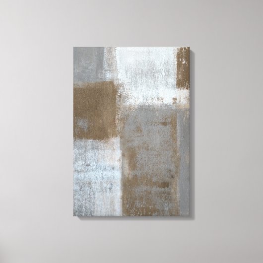 'Rolling With It' Grijze en bruine Abstracte kunst Canvas Afdruk (Voorkant)